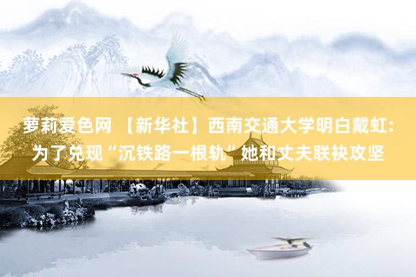 萝莉爱色网 【新华社】西南交通大学明白戴虹:为了兑现“沉铁路一根轨”她和丈夫联袂攻坚